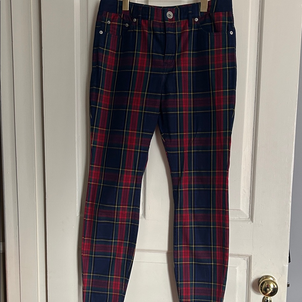 Vineyard Vines Navy and Red Plaid Straight Leg Pants